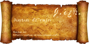 Justus Ármin névjegykártya
